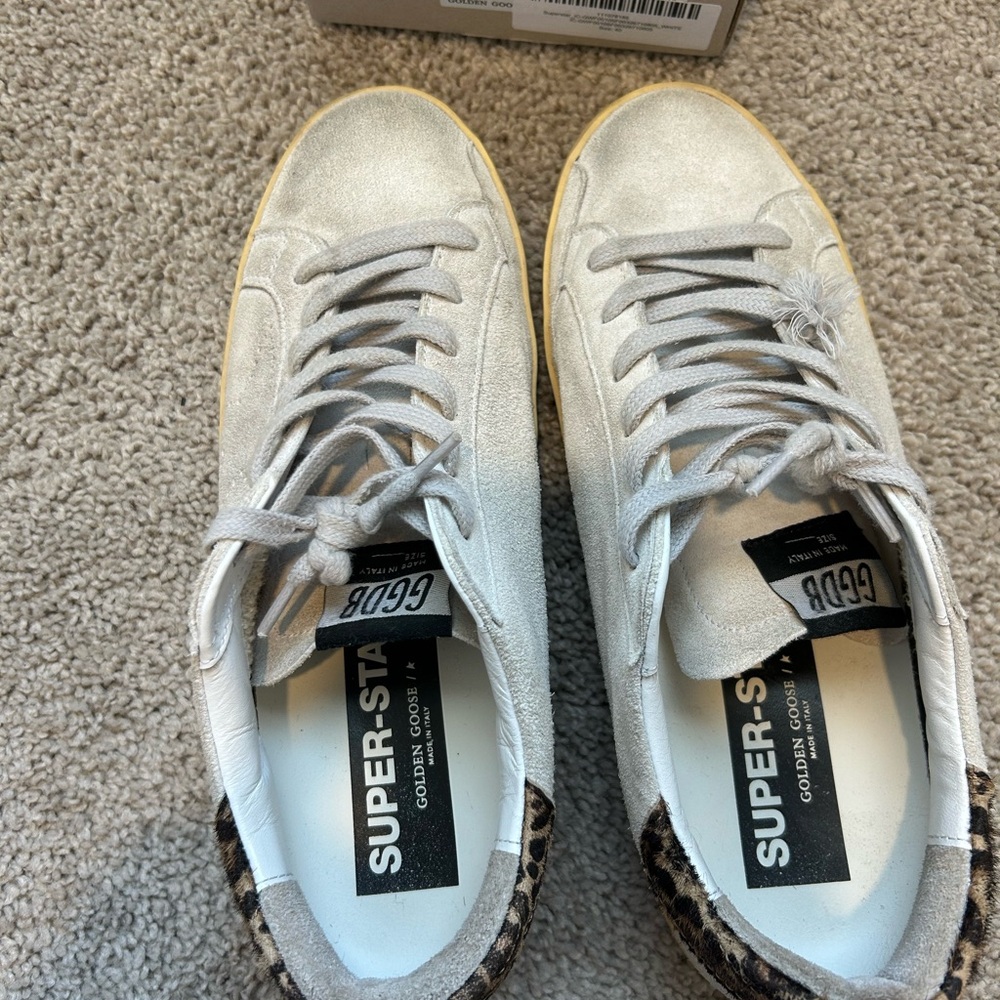 Golden Goose Superstar Sz 40 Leopard Heel Suede Sneakers + Box & Passport GGDB - Picture 6 of 12